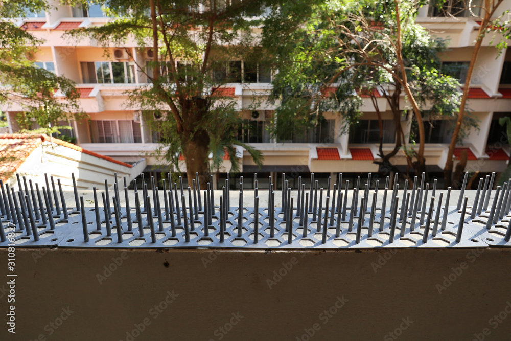 Bird Spikes Installed on Apartment Balcony