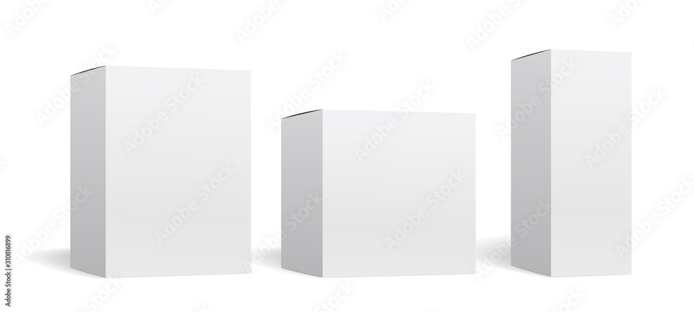 Packaging box mockup vector set, 箱のモックアップ - obrazy, fototapety, plakaty 