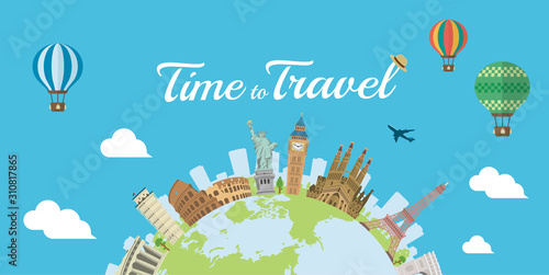 Travel, vacation, sightseeing banner vector illustration