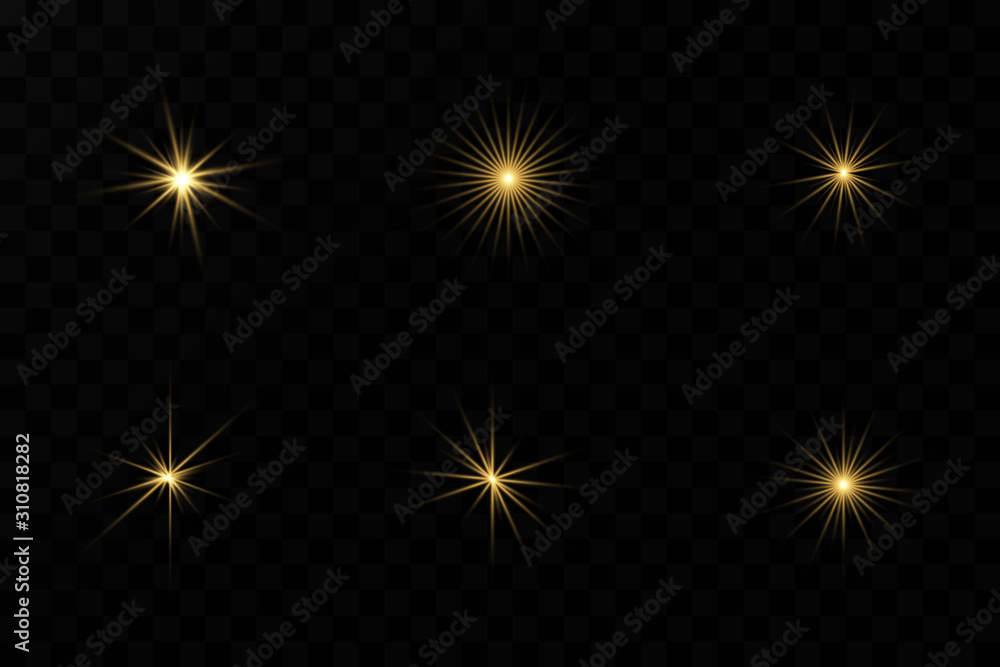 Set of flashes, Lights and Sparkles on a transparent background. Bright gold flashes and glares. Abstract golden lights isolated Bright rays of light. Set of flashes, Lights and Sparkles on a transparent background. Bright gold flashes and glares. Abstract golden lights isolated Bright rays of light.
