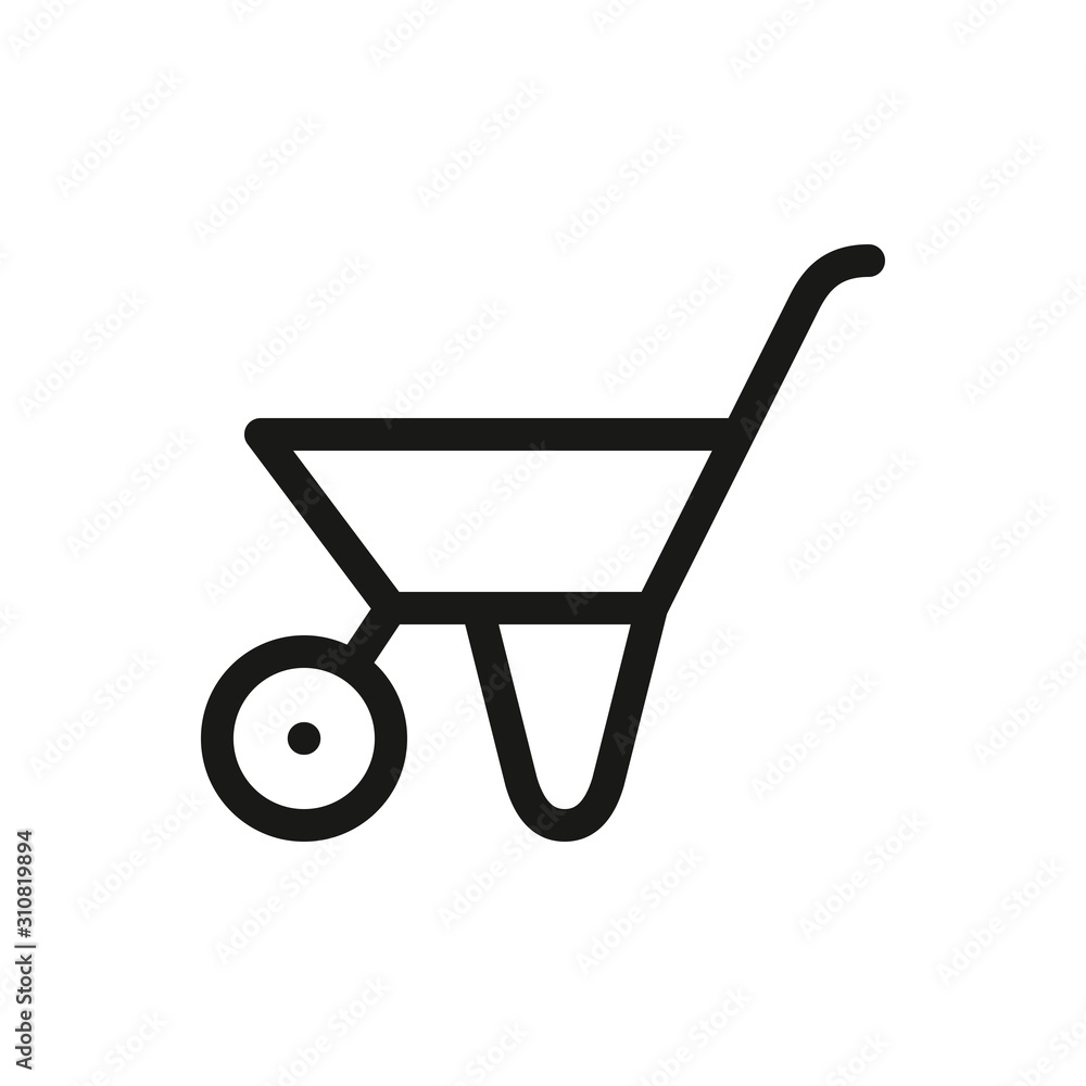 Garden trolley isolated icon, construction wheel trolley linear vector icon with editable stroke Garden trolley isolated icon, construction wheel trolley linear vector icon with editable stroke