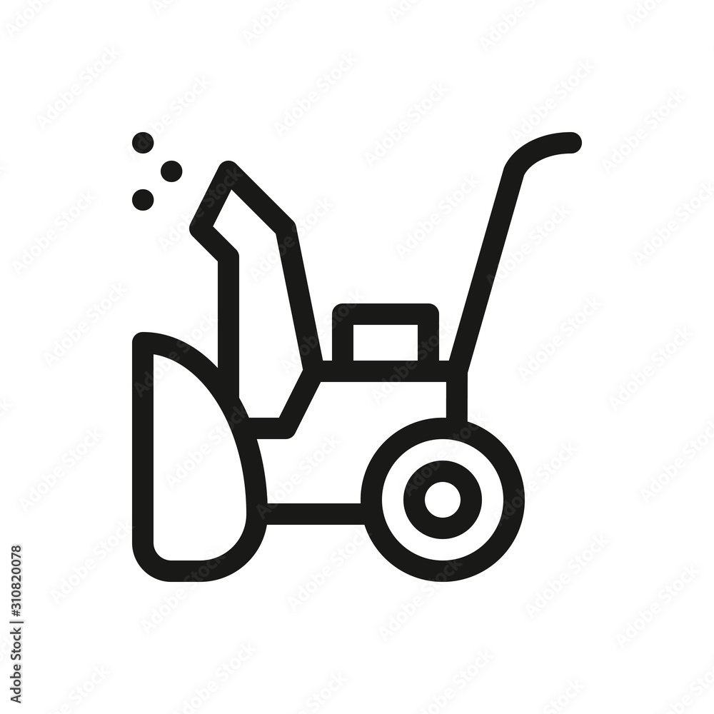 Hand snow blower isolated icon, hand power plow, snow removal linear vector icon Hand snow blower isolated icon, hand power plow, snow removal linear vector icon