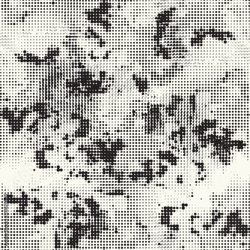 Seamless pattern ethnic style. Stylized animal skin imitation. Halftone textile print. Tribal fashion background. Black and white design.