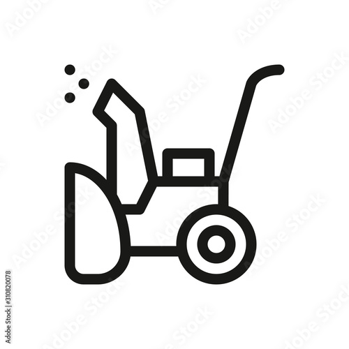 Hand snow blower isolated icon, hand power plow, snow removal linear vector icon