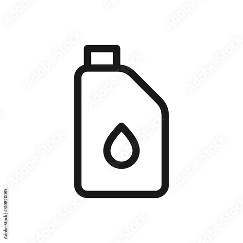 Technical fluids isolated icon, lawn mower or trimmer oil can linear vector icon