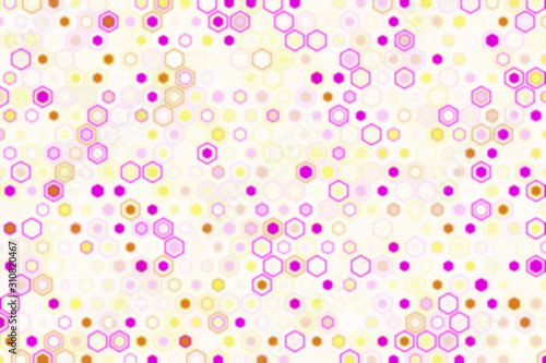 Technology illustration concept with blur effect. Abstract geometric background consisting of hexagonal figures.