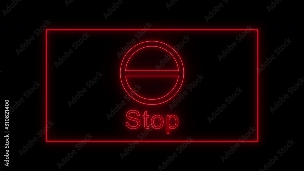 Vidéo Stock Stop neon sign fluorescent light glowing on banner