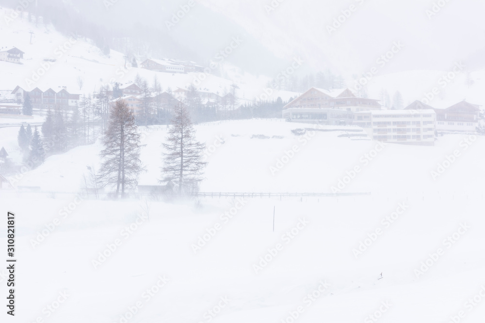 In the storm. Winter Chills in Riva di Tures. Italy