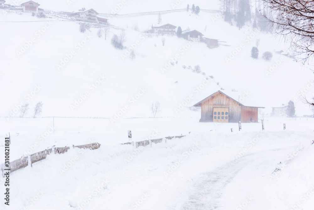 In the storm. Winter Chills in Riva di Tures. Italy In the storm. Winter Chills in Riva di Tures. Italy
