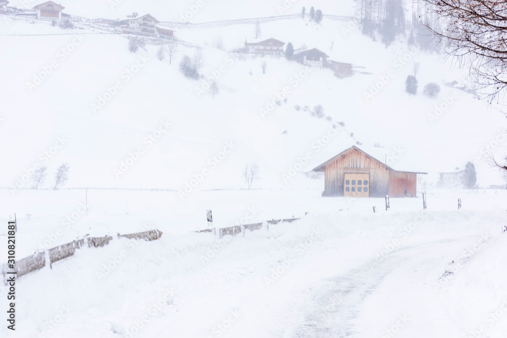 In the storm. Winter Chills in Riva di Tures. Italy