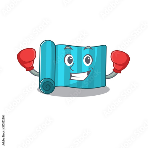 Happy Boxing yoga mattress Scroll mascot character style