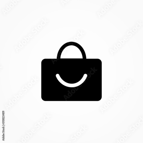 shoop smile bag icon design vector illustration