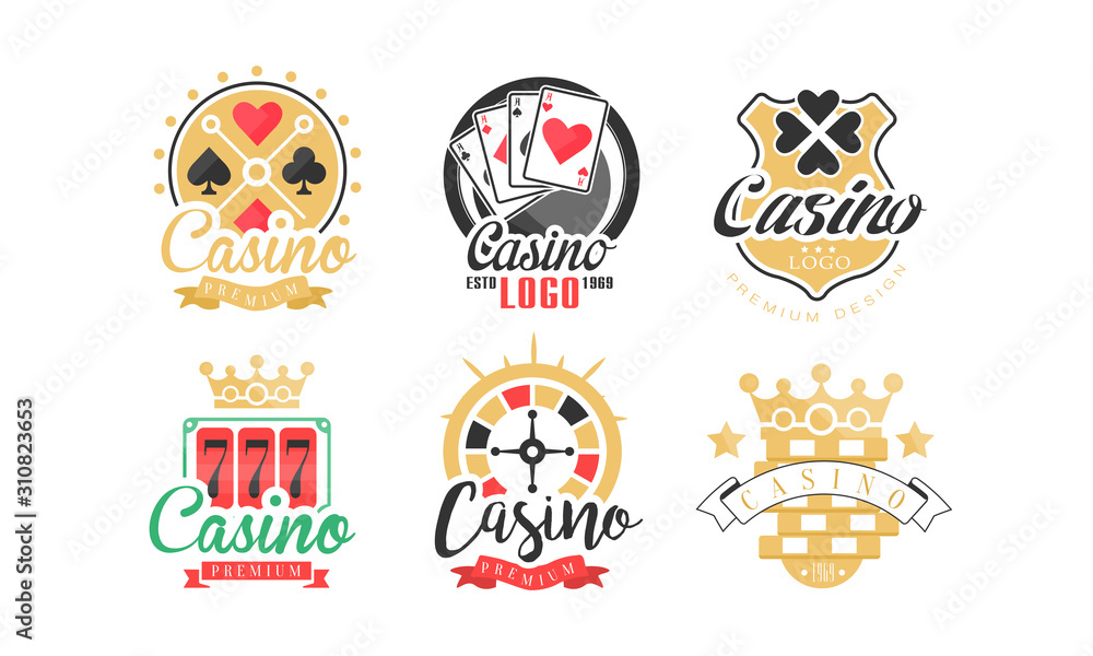 Casino and Card Poker Logo Design Vector Set