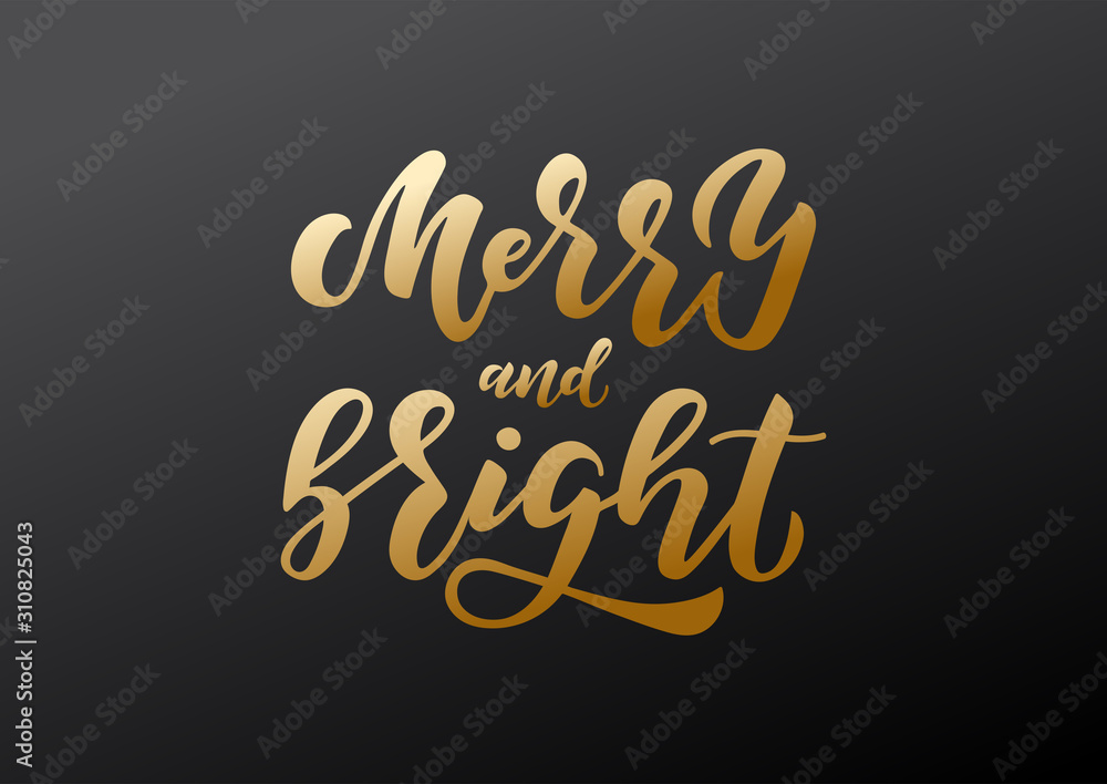 Merry and bright hand drawn lettering Merry and bright hand drawn lettering