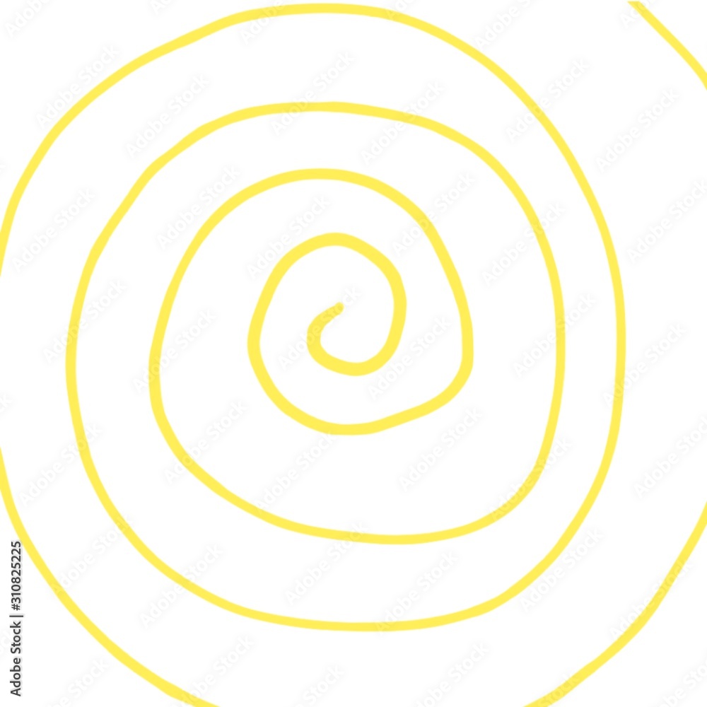 Naklejka premium Yellow spiral, funny hallucinations pattern, hand drawn.