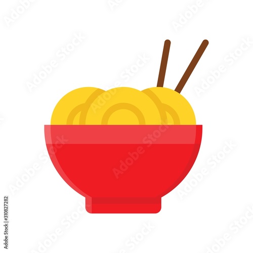 chines noodles bowl and wooden sticks vector in flat design