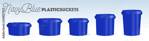 Navy Blue Plastic Buckets