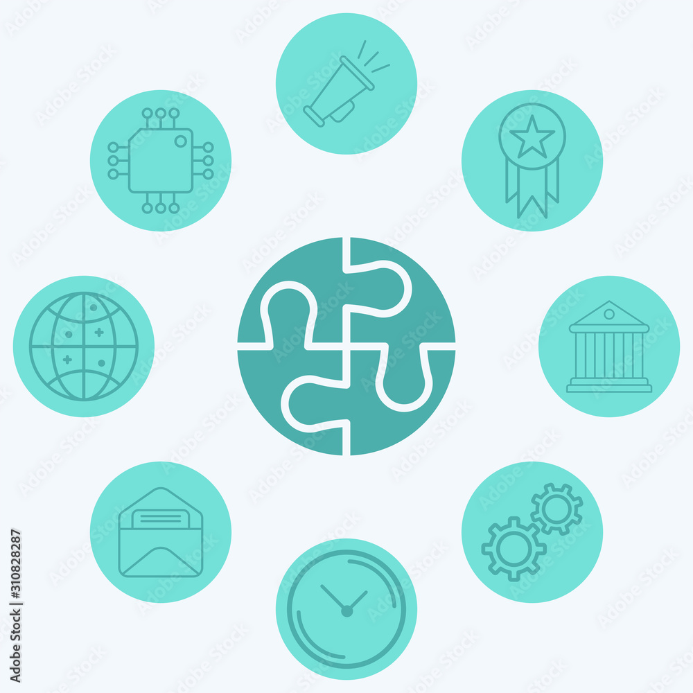 Fototapeta premium Puzzle vector icon sign symbol