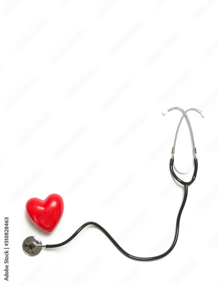 Red heart and a stethoscope isolated on white background Red heart and a stethoscope isolated on white background