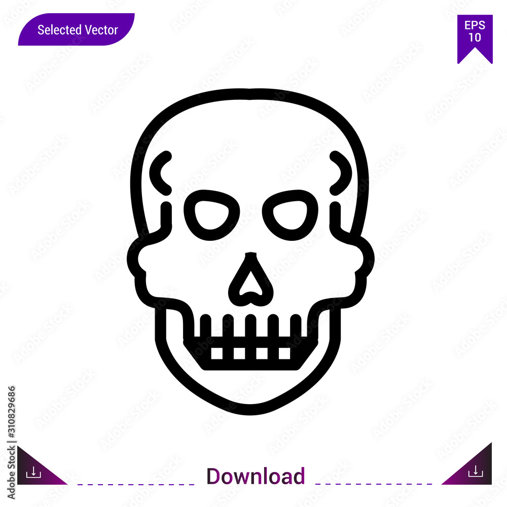 skull icon vector . Best modern, simple, isolated, application ,medical icons, logo, flat icon for website design or mobile applications, UI / UX design vector format
