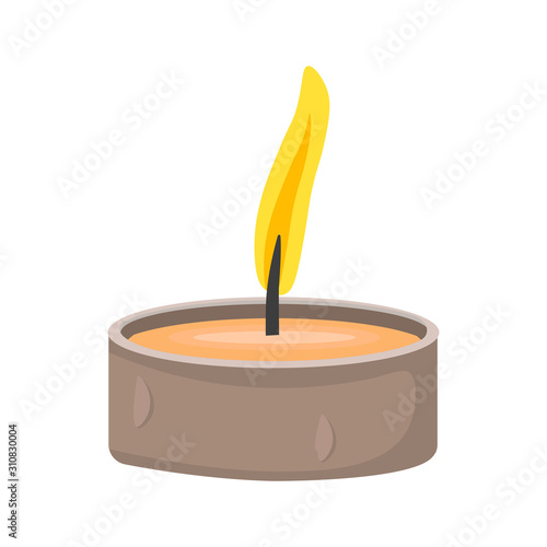 Wax tealight candle in round silver container