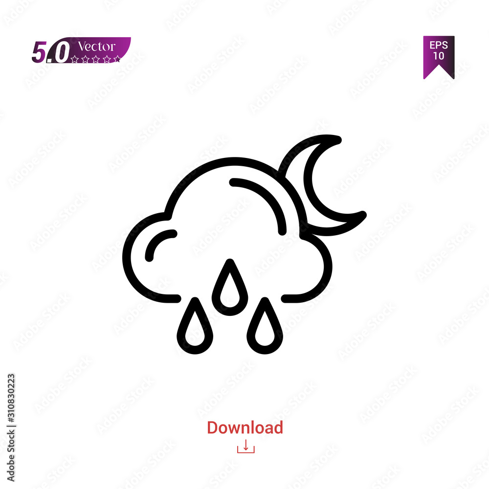 Outline rain icon. rain icon vector isolated on white background. Graphic design, material-design,weather icons mobile application, logo, user interface. EPS 10 format vector
