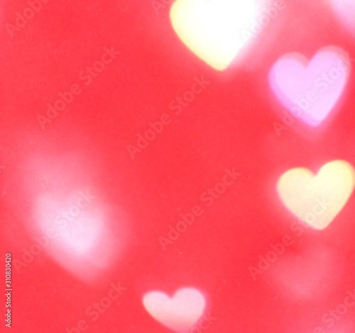 Red and pink heart shaped bokeh.