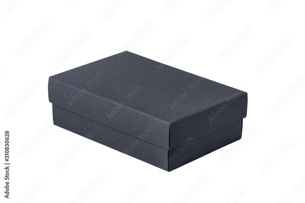 Black carton gift box with cover, opened, isolated Black carton gift box with cover, opened, isolated