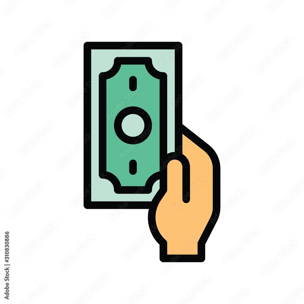 Fototapeta premium finance, banking and money related bank note in hand vector with Editable stroke