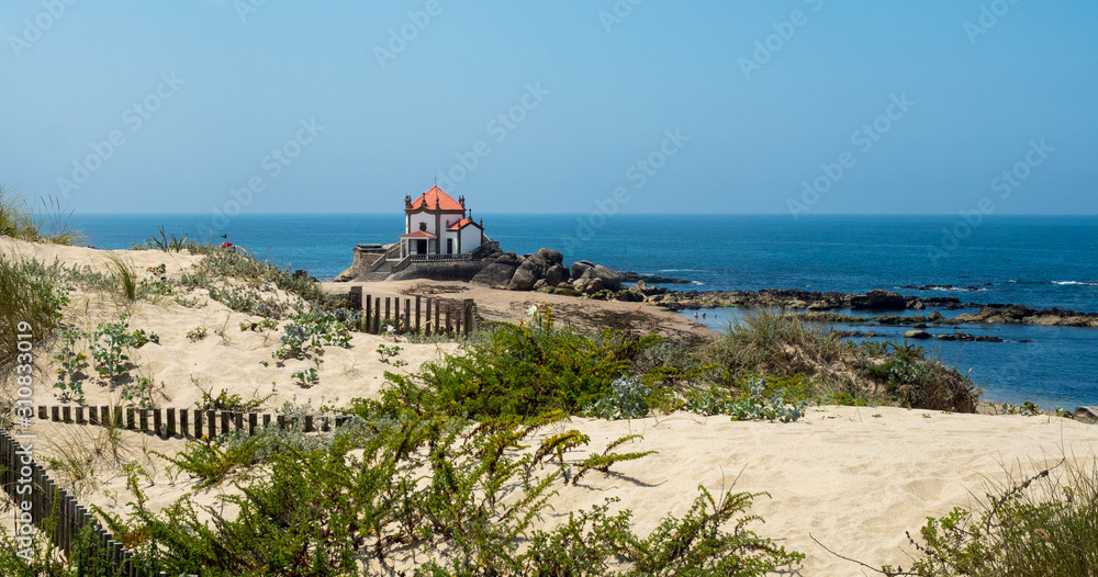 The chapel of senhor da pedra on the portuguese coast near coimbra just outside porto portugal