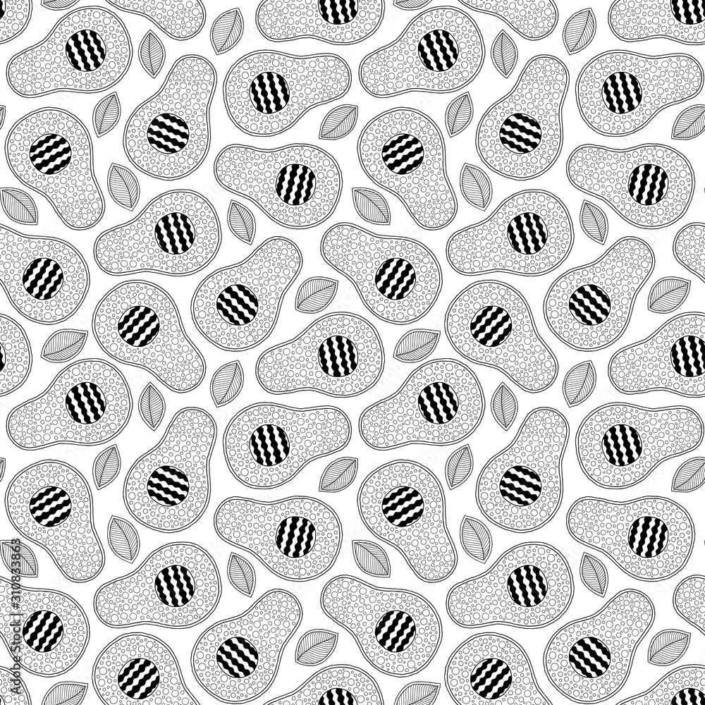 Line doodle art avocado seamless pattern. Line doodle art avocado seamless pattern.
