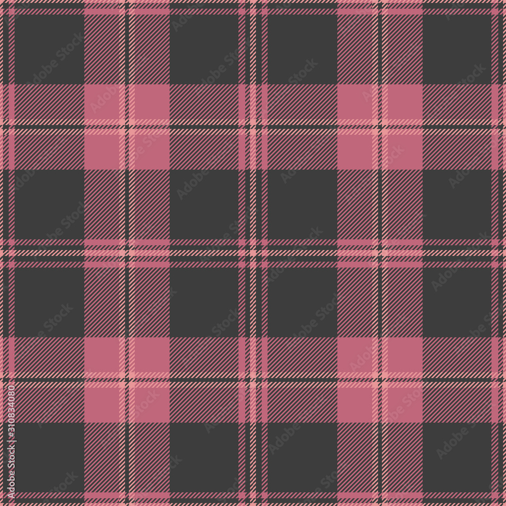 Obraz premium Pink and gray tartan plaid. Stylish textile pattern.