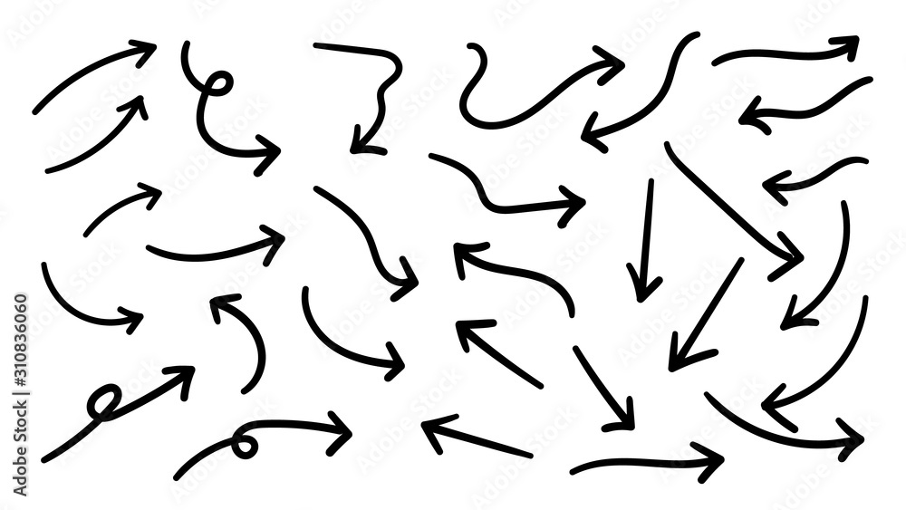 Hand drawn arrow vector icons set. sketch arrow design for business plan and education. Hand drawn arrow vector icons set. sketch arrow design for business plan and education.