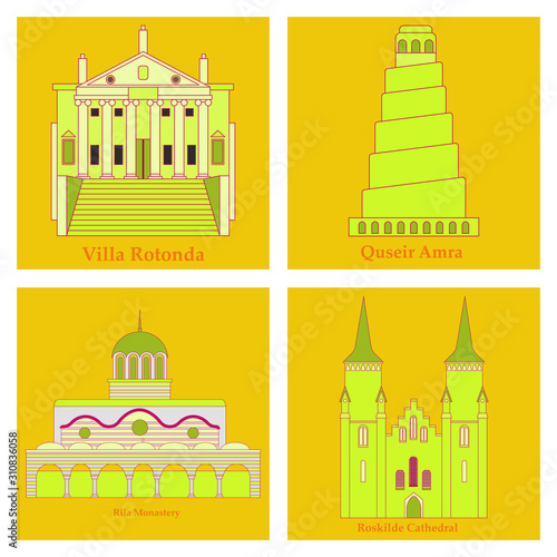 Set of world sights