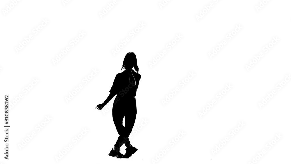 black silhouette on a white background, young beautiful girl dancing vogue, street dancing, isolated black silhouette on a white background, young beautiful girl dancing vogue, street dancing, isolated