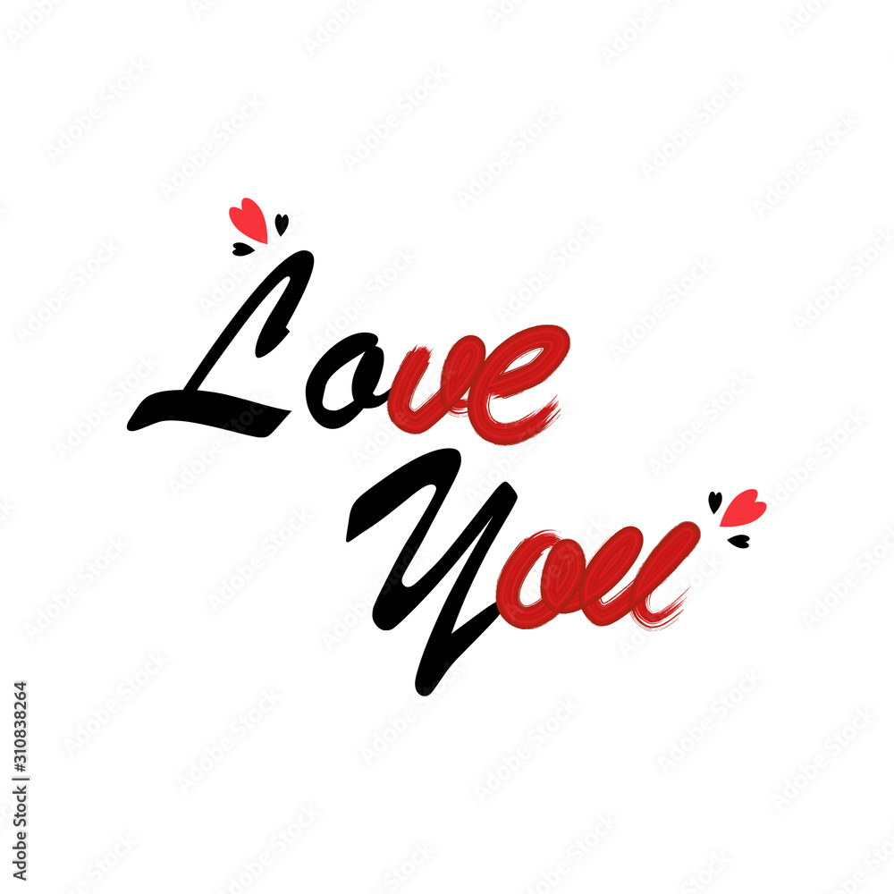 Fototapeta premium 3d Handwritten lettering Happy Valentine day with hearts on background. Place for text. Vector illustration for Happy Valentines, greeting card, wedding.