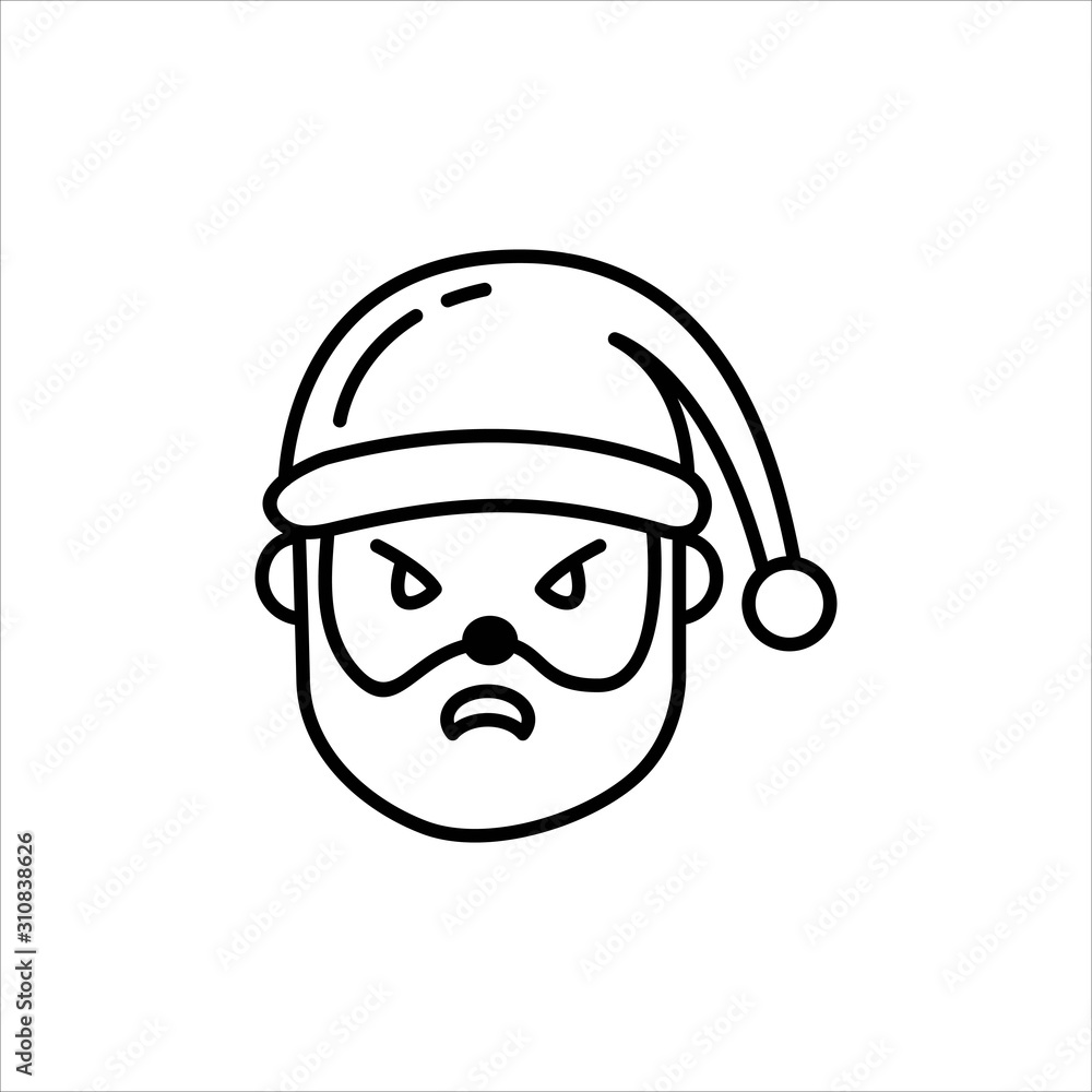 Christmas Santa Claus Emoticon Icon. Santa Claus Face Custom Vector Icon. Clean and Simple Christmas Icon