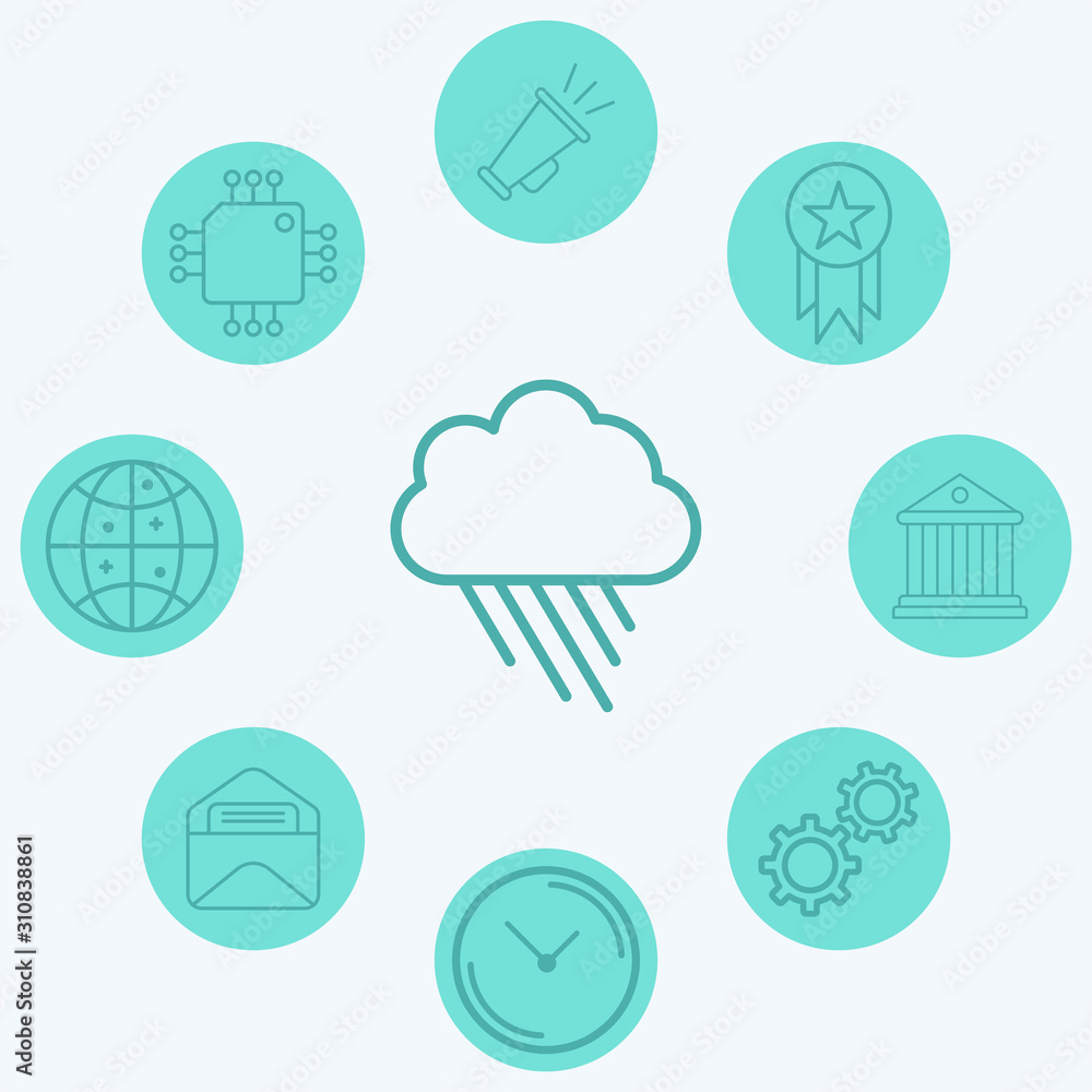 Fototapeta premium Rain vector icon sign symbol