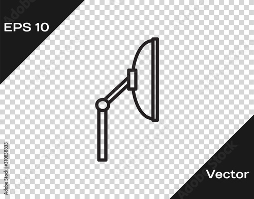 Black line Windscreen wiper icon isolated on transparent background.  Vector Illustration