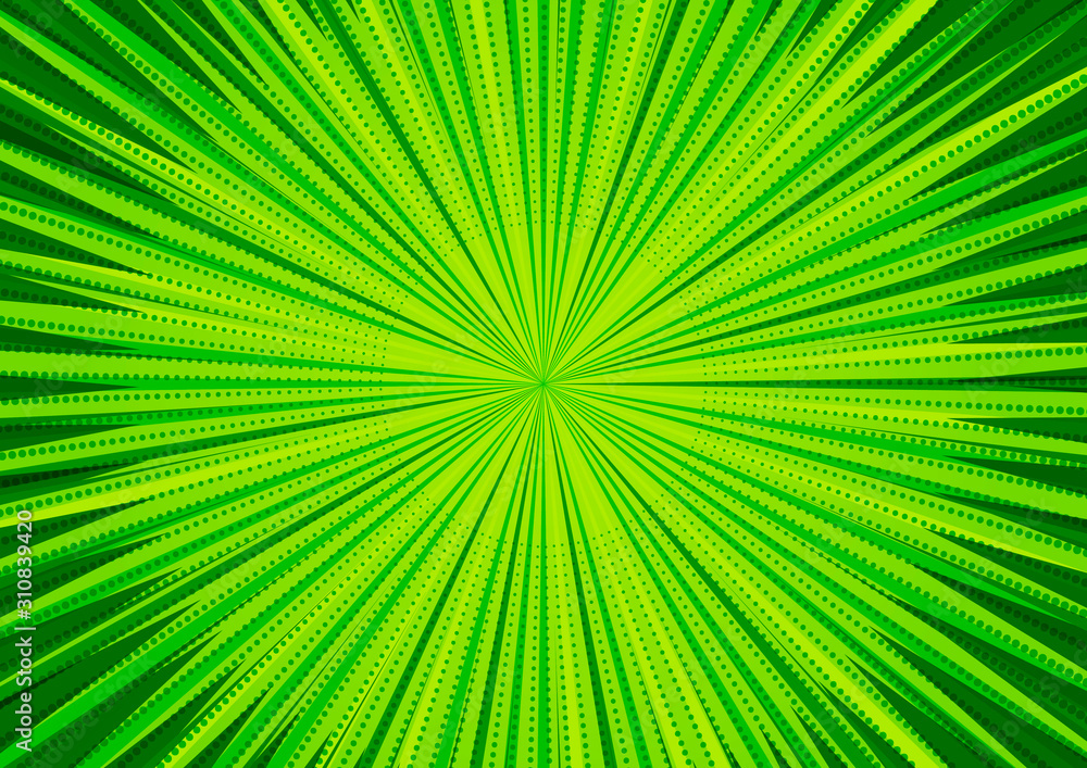 Abstract comic green background for style pop art design. Retro burst template backdrop. Light rays effect. Vintage comic book style, halftone modern print texture, vector. Abstract comic green background for style pop art design. Retro burst template backdrop. Light rays effect. Vintage comic book style, halftone modern print texture, vector.
