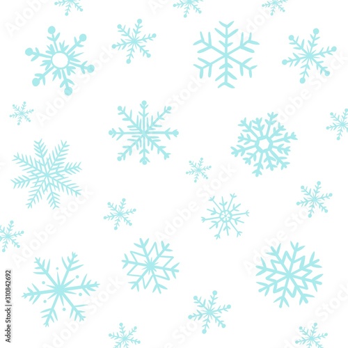 set of snowflakes on blue background