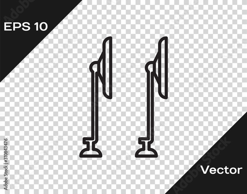 Black line Windscreen wiper icon isolated on transparent background.  Vector Illustration