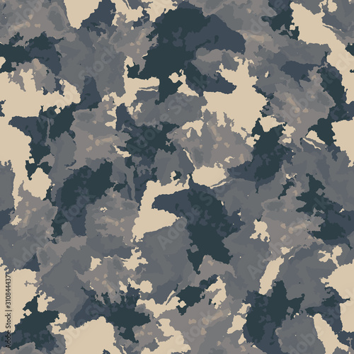 Urban camouflage of various shades of blue, beige and grey colors