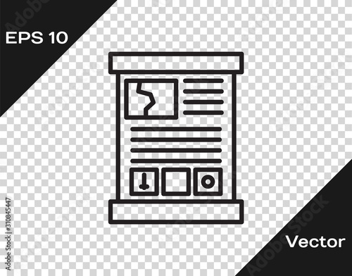 Black line Game guide icon isolated on transparent background. User manual, instruction, guidebook, handbook.  Vector Illustration