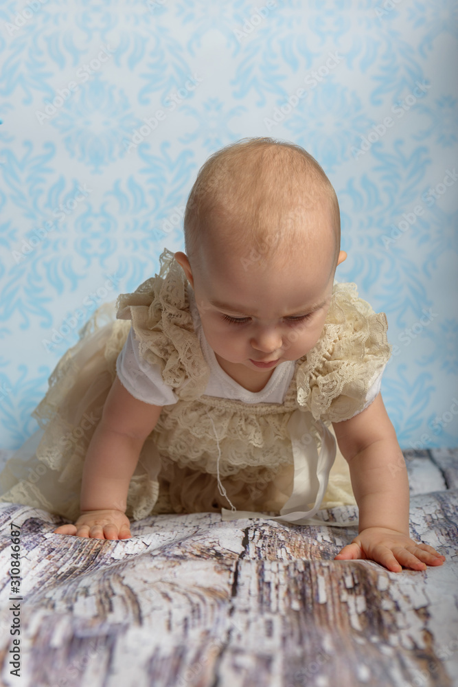 Portrait of adorable baby girl. Childhood. Authentic image. Portrait of adorable baby girl. Childhood. Authentic image.