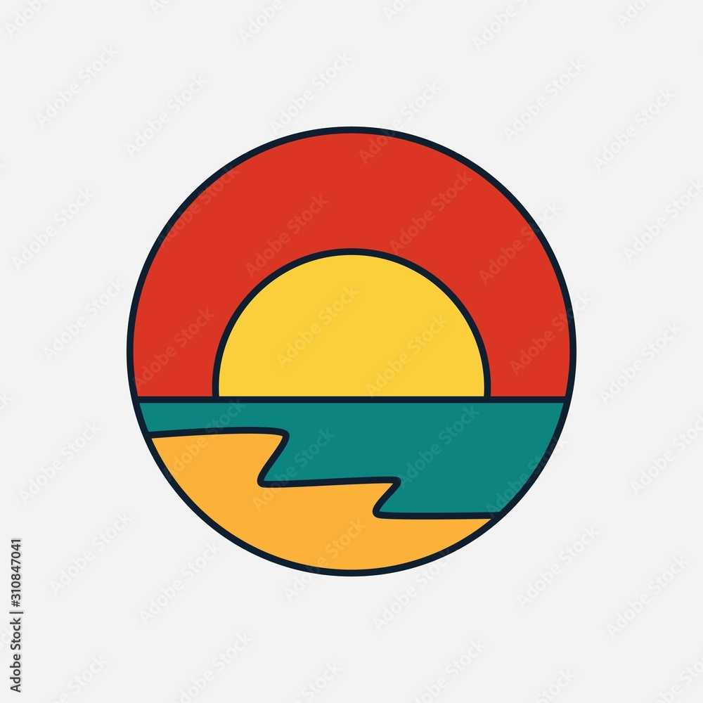 Simple logo badge beach design illustration Simple logo badge beach design illustration