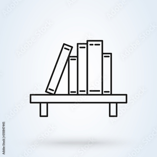 books on the shelf. Bookshelf line. Simple vector modern icon design illustration.