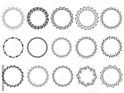 vector illustration of hand drawn wreaths