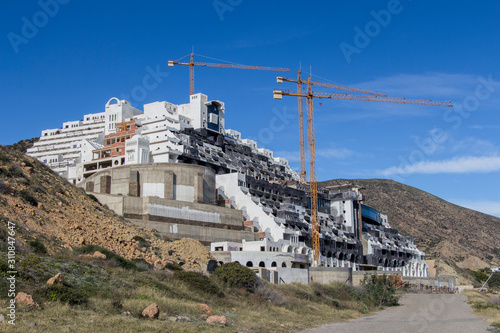 Hotel el Algarrobico, illegal construction on the coast of Carboneras, Almeria, Andalucia, Spain photo