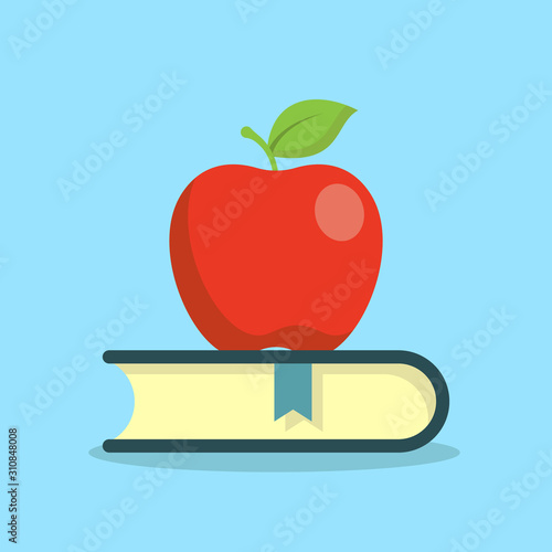 books with apple flat. modern icon design illustration.